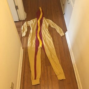 It’s a hotdog onesie! Yep.